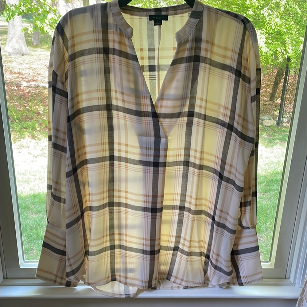 Plaid V-Neck Women's Top